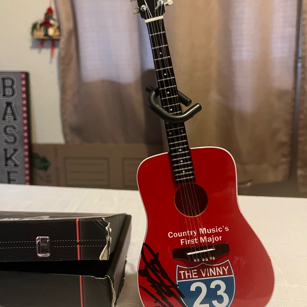 Red Miniature Guitar with Stand